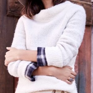 Anthropologie Moth Ivory Boucle Mock Neck Sweater
